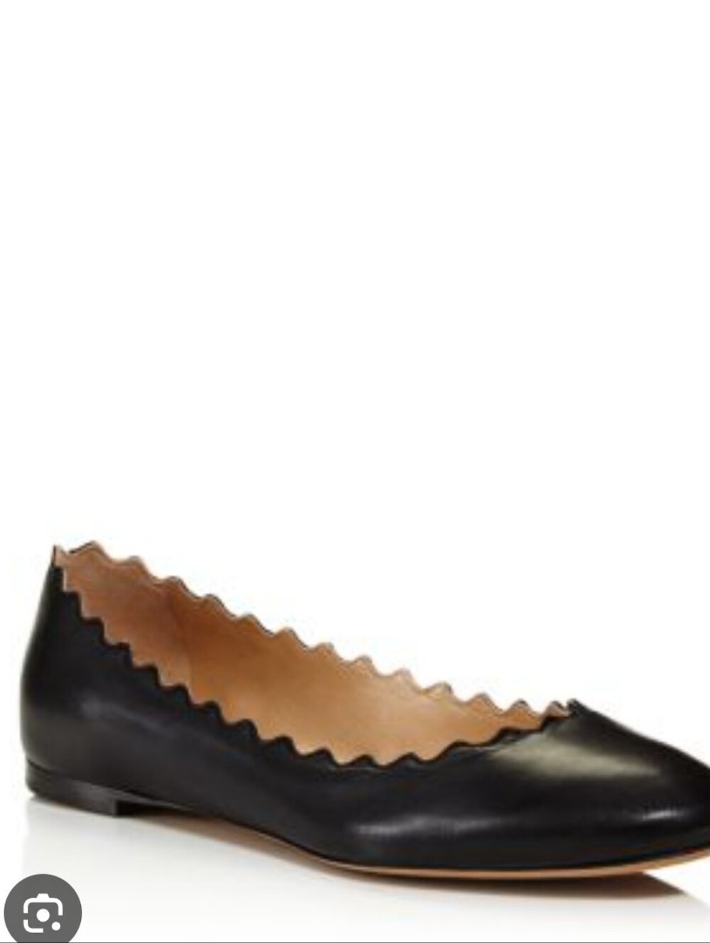 Black Scalloped Edge Women's Ballet Flats